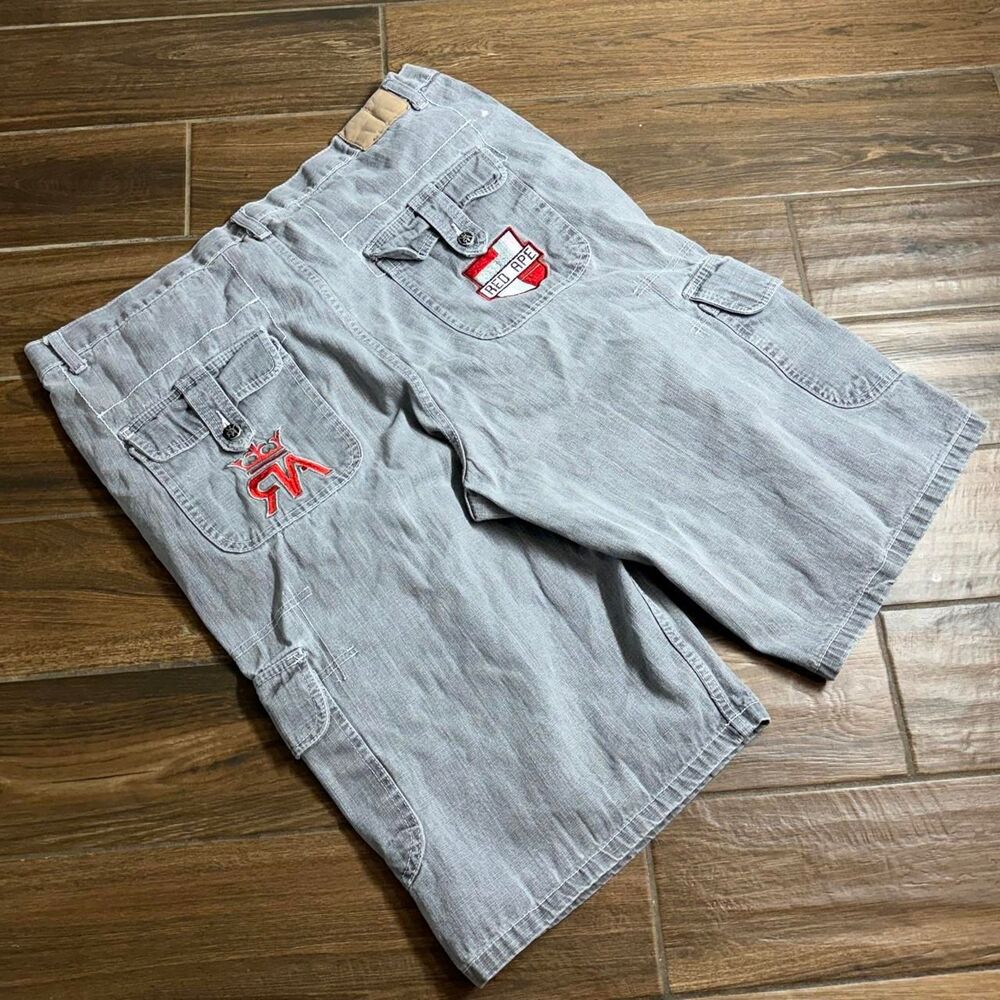Vintage Y2K Red Ape Baggy Cargo Denim Jorts Size 42 - Tagged 44